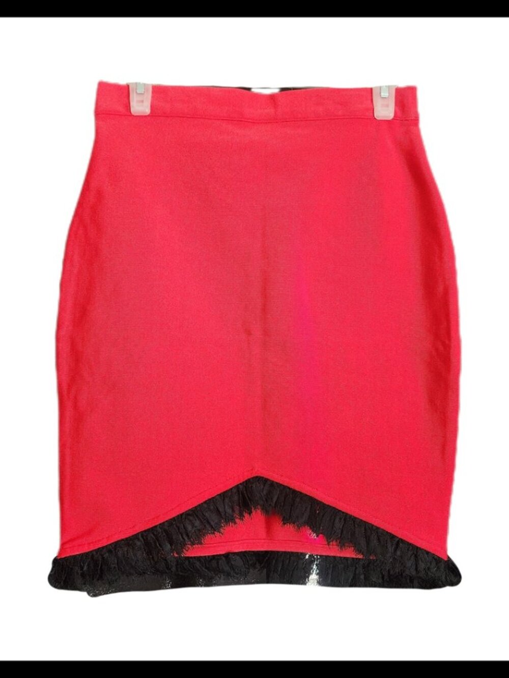 Sexy High Waist Bodycon Skirt with Eyelash Trim